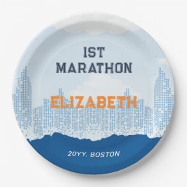 名前をカスタムするポストマラソンお祝いパーティー ペーパープレート