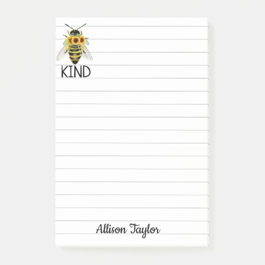 名前をカスタムするポストItノートBee優しいひまわり花 ポストイット (正面)