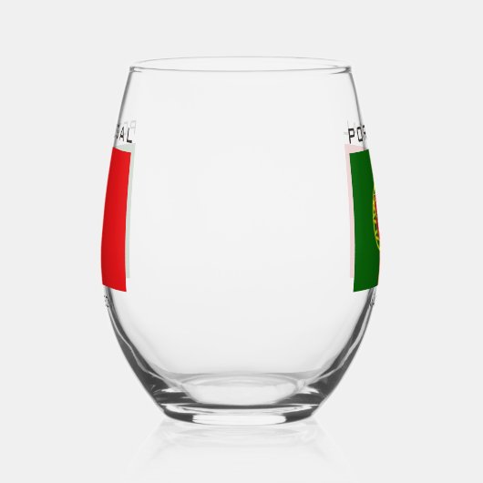 名前をカスタムするポルトガル国旗 ステムなしワイングラス (右)