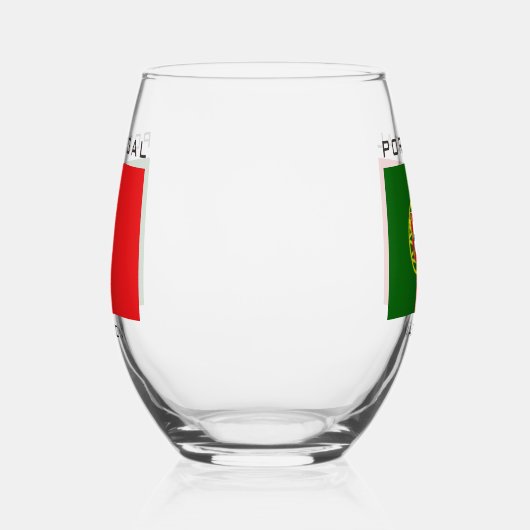 名前をカスタムするポルトガル国旗 ステムなしワイングラス (左)