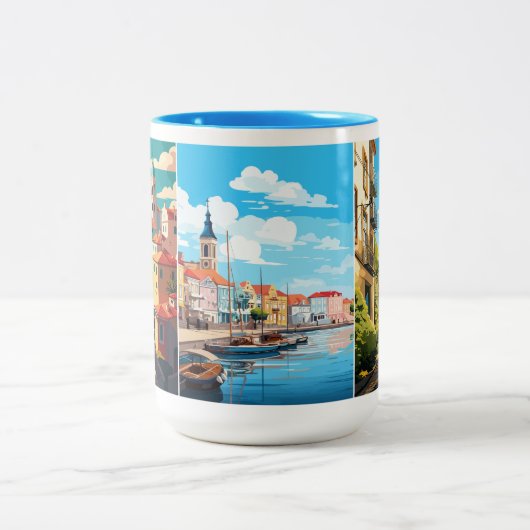 名前をカスタムするポルトガル ツートーンマグカップ (中央)