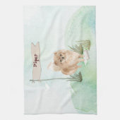 名前をカスタムするポンメラニアペットドッグ キッチンタオル (縦)