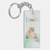 名前をカスタムするポンメラニアペットドッグ キーホルダー (正面左)