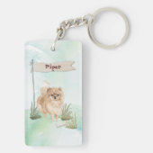名前をカスタムするポンメラニアペットドッグ キーホルダー (裏面)