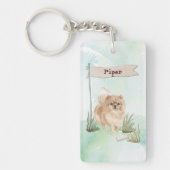 名前をカスタムするポンメラニアペットドッグ キーホルダー (正面)