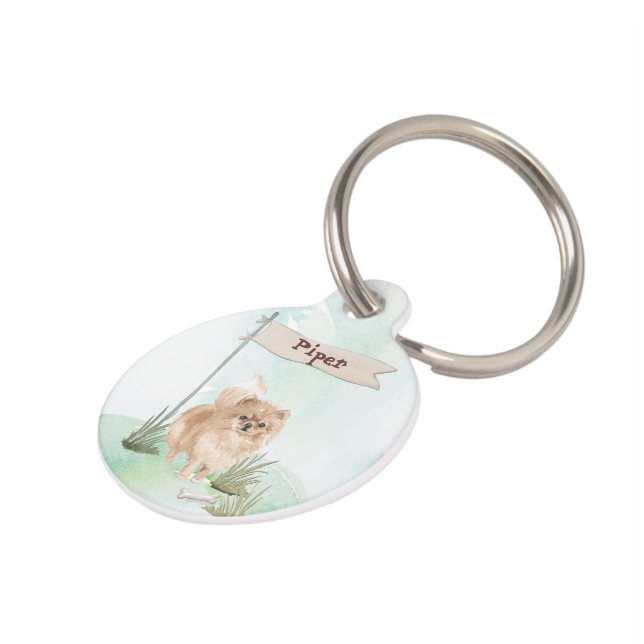 名前をカスタムするポンメラニアペットドッグ ペット　ネームタグ (側面)