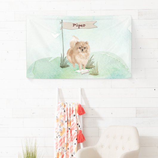 名前をカスタムするポンメラニアペットドッグ 横断幕 (インサイチュ)