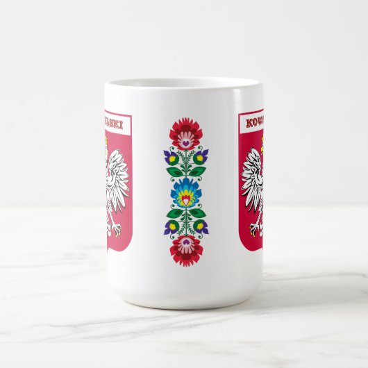 名前をカスタムするポーランドのワシの紋章付き外衣 コーヒーマグカップ (中央)