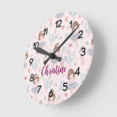 名前をカスタムするマイスウィートバレリーナ子供部屋 ラウンド壁時計 (傾斜)
