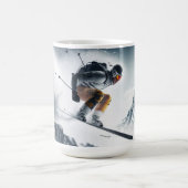 名前をカスタムするマウンテンスキーヤー コーヒーマグカップ (中央)