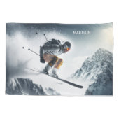 名前をカスタムするマウンテンスキーヤー 枕カバー (裏面)