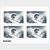 名前をカスタムするマウンテンスキーヤー 長方形シール (シート)