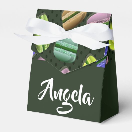 名前をカスタムするマカロン模様 フェイバーボックス (正面サイド)