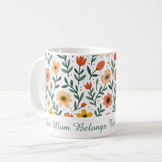 名前をカスタムするマグお母さん – "この母親は属している" コーヒーマグカップ (正面左)