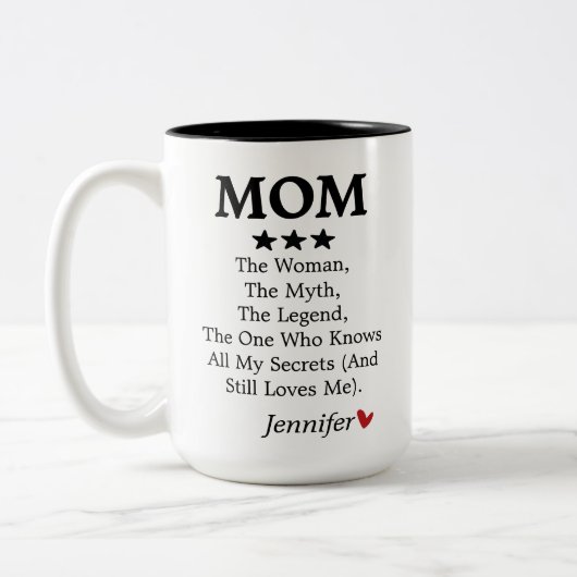 名前をカスタムするマグお母さん、誕生日ギフトお母さん ツートーンマグカップ (左)