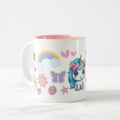 名前をカスタムするマグカップとユニコーンとステッカー ツートーンマグカップ (正面左)