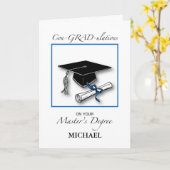 名前をカスタムするマスターズディグリーマンディスタンスブルー カード (黄色い花)