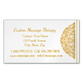 名前をカスタムするマッサージセラピー金ゴールド曼荼羅 マグネット名刺 (正面)