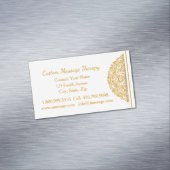 名前をカスタムするマッサージセラピー金ゴールド曼荼羅 マグネット名刺 (インサイチュ)