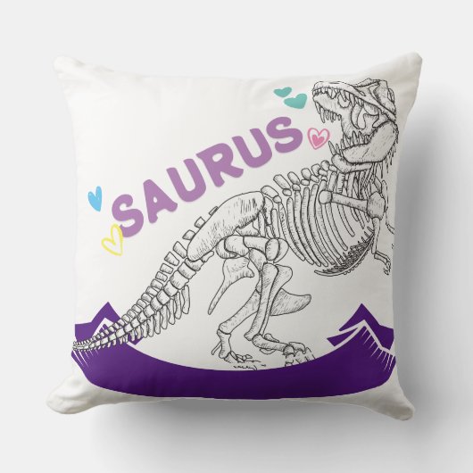 名前をカスタムするママサウルスマムトレックスおもしろいディノTシール クッション (正面)