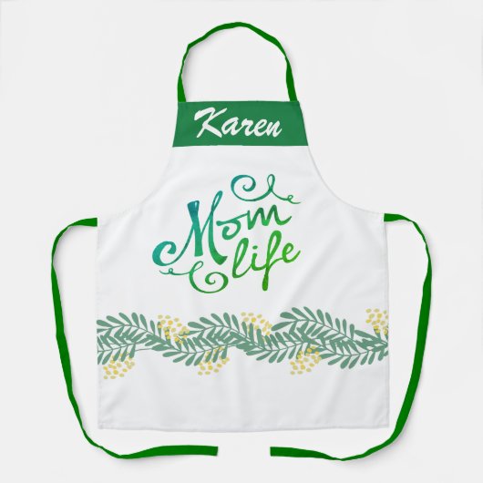 名前をカスタムするママパーソナライズされたライフ エプロン (正面)