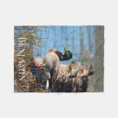 名前をカスタムするマラードアヒル フリースブランケット (正面(横))