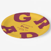 名前をカスタムするマルーンと金ゴールド卒業 ペーパープレート (アングル)