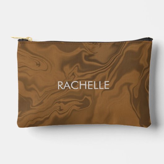 名前をカスタムするマーブルブラウン アクセサリーポーチ (正面)