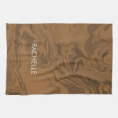 名前をカスタムするマーブルブラウン キッチンタオル (横)