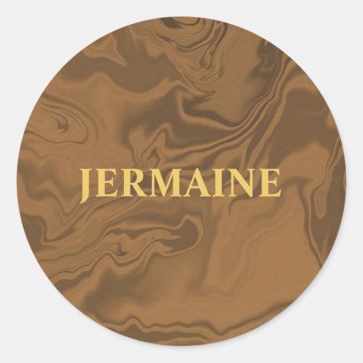 名前をカスタムするマーブルブラウン ラウンドシール (正面)