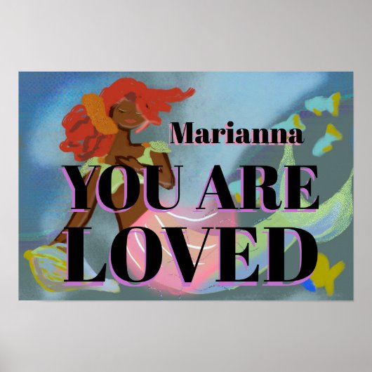 名前をカスタムするマーメイドやる気を起こさせる引用文 ポスター (正面)