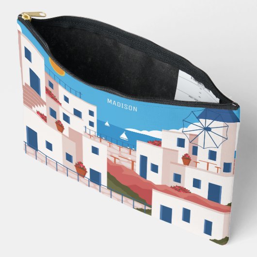 名前をカスタムするミコノスギリシャ アクセサリーポーチ (見開き)