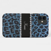 名前をカスタムするミスティブルーグリッターヒョウ柄 Case-Mate iPhoneケース (裏面(横))