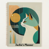 名前をカスタムするミッドセンチュリーモダンキャットプランナー プランナー手帳 (正面)
