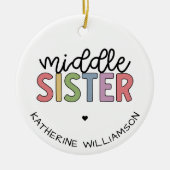 名前をカスタムするミドル姉カワイイパーソナライズされた セラミックオーナメント (正面)