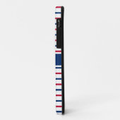 名前をカスタムするミニマリストレッドとブルーストライプのモダン Case-Mate iPhoneケース (裏面/左)