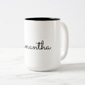 名前をカスタムするミニマルエレガントリストスクリプトタイポグラフィ ツートーンマグカップ (正面右)