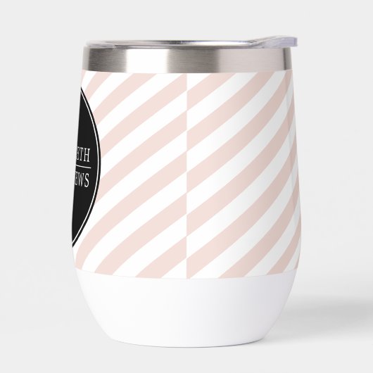 名前をカスタムするミニマルストライプリストブラック赤面ピンク (左面)