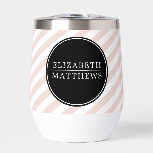 名前をカスタムするミニマルストライプリストブラック赤面ピンク (正面)