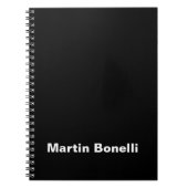 名前をカスタムするミニマルモダン白黒 ノートブック (正面)