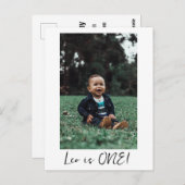 名前をカスタムするミニマルレオ1歳の誕生日の写真 ポストカード (正面/裏面)