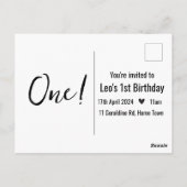 名前をカスタムするミニマルレオ1歳の誕生日の写真 ポストカード (裏面)