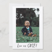 名前をカスタムするミニマルレオ1歳の誕生日の写真 招待状 (正面)