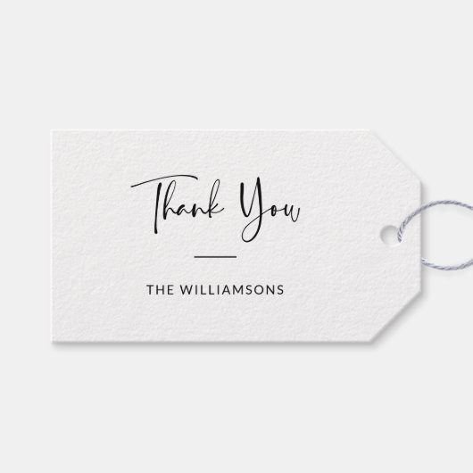 名前をカスタムするミニマル白黒ありがとう ギフトタグ (正面(横))