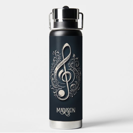 名前をカスタムするミュージカルクレフ、 音符記号注 ウォーターボトル (背面)
