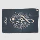 名前をカスタムするミュージカルクレフ、 音符記号注 ゴルフタオル (横)