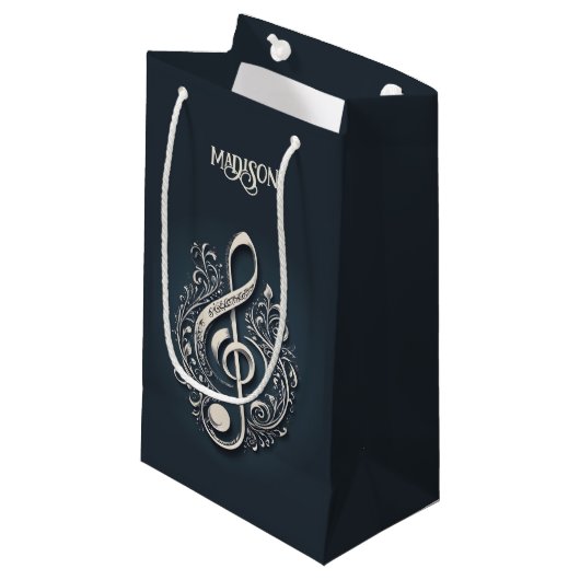 名前をカスタムするミュージカルクレフ、 音符記号注 スモールペーパーバッグ (正面アングル)