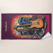 名前をカスタムするミュージカル楽器 ビーチタオル (正面)