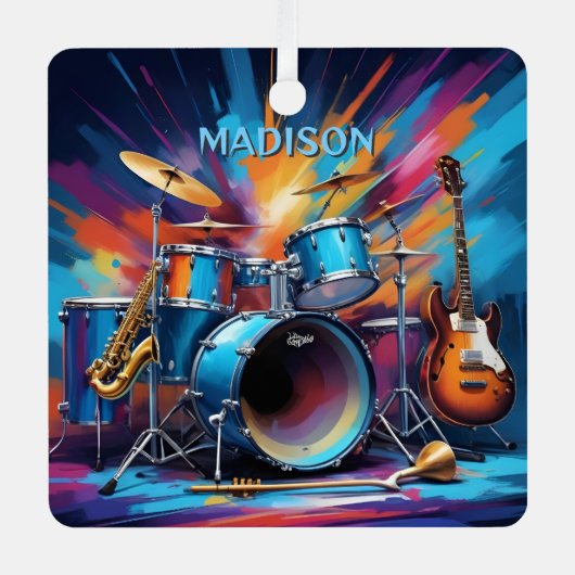名前をカスタムするミュージカル楽器 メタルオーナメント (正面)