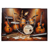 名前をカスタムするミュージカル楽器 ラージペーパーバッグ (裏面)